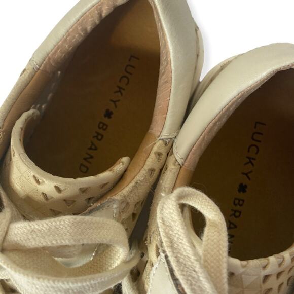 Lucky Brand Tan Lotus Laser Cut Leather Sneaker Size 6 - Picture 6 of 6